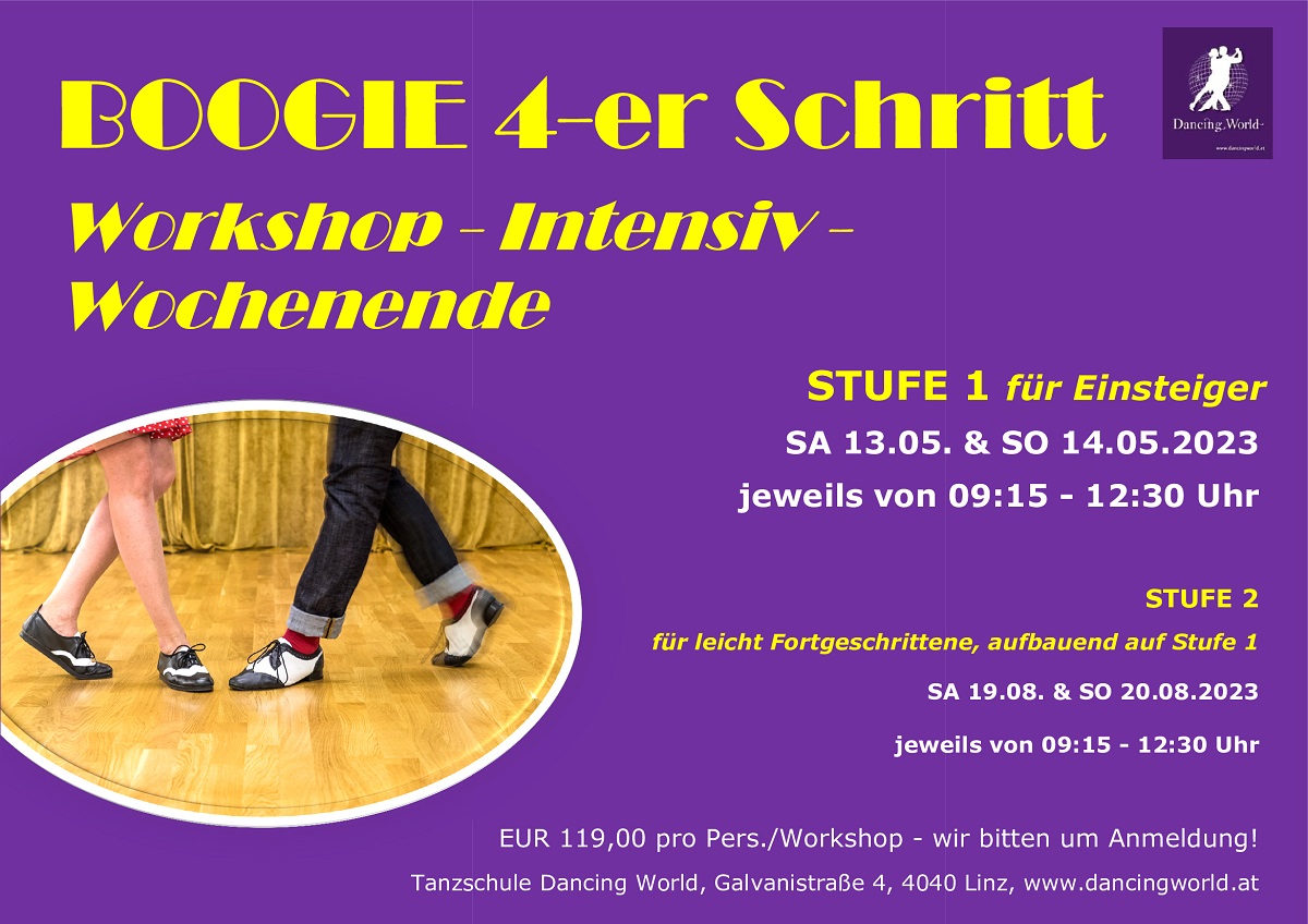Read more about the article Boogie „4er-Schritt“ Wochenend-Workshop!