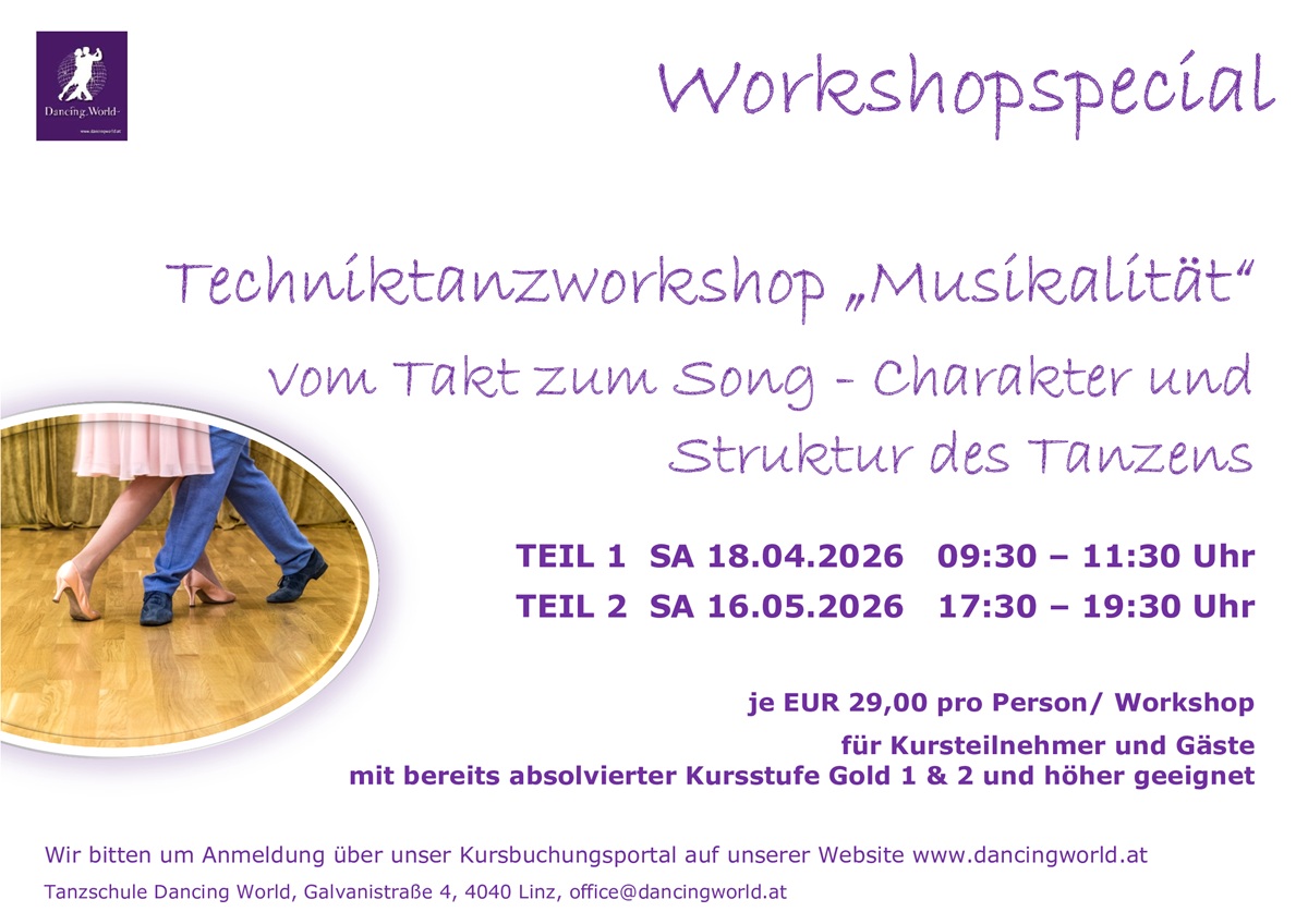 Workshopspecial in der Tanzschule Dancing World in Linz