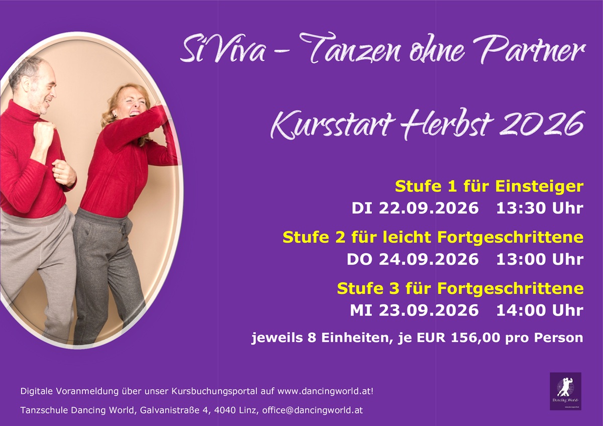 Tanzen ohne Partner! Tanzen ab der Lebensmitte!